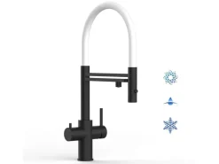 Best VIZIO 5 Wege Wasserhahn Küchenarmatur Edelstahl Massiv mit 360° Schwenkbarem Auslauf Abnehmbare 2 Strahl Handbrause PVD Schwarz Matt Weiß