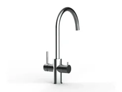 VIZIO 5 Wege Wasserhahn Küchenarmatur Edelstahl Massiv mit 360° Schwenkbarem U Auslauf Hochglanz Poliert Einhebelmischer