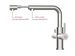 VIZIO 5 Wege Wasserhahn Küchenarmatur Edelstahl Massiv mit 360° Schwenkbarem U Auslauf Hochglanz Poliert Einhebelmischer