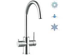 VIZIO 5 Wege Wasserhahn Küchenarmatur Edelstahl Massiv mit 360° Schwenkbarem U Auslauf Hochglanz Poliert Einhebelmischer