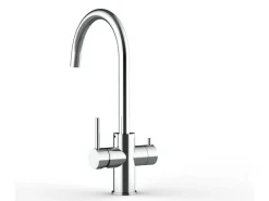 VIZIO 5 Wege Wasserhahn Küchenarmatur Edelstahl Massiv mit 360° Schwenkbarem U Auslauf Hochglanz Poliert Einhebelmischer