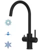 Zubehör Für Küchenarmatur|Einhebelmischer<VIZIO 5 Wege Wasserhahn Küchenarmatur Edelstahl Massiv mit 360° Schwenkbarem U Auslauf PVD Schwarz Matt