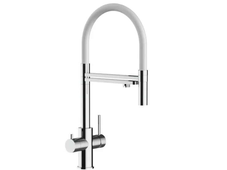 Zubehör Für Küchenarmatur|Ersatzteile Küchenarmatur<VIZIO 5 Wege Wasserhahn Küchenarmatur Edelstahl Massiv mit 360° Schwenkbarem Auslauf Abnehmbare 2 Strahl Handbrause Hochglanz Weiß