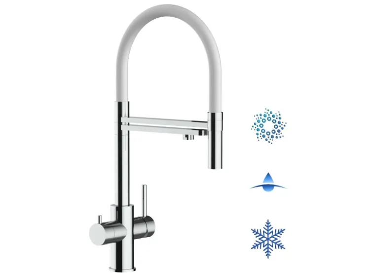 Zubehör Für Küchenarmatur|Ersatzteile Küchenarmatur<VIZIO 5 Wege Wasserhahn Küchenarmatur Edelstahl Massiv mit 360° Schwenkbarem Auslauf Abnehmbare 2 Strahl Handbrause Hochglanz Weiß
