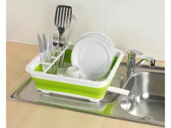 Discount Geschirrabtropfer faltbar Weiß-Grün Abtropfgestelle