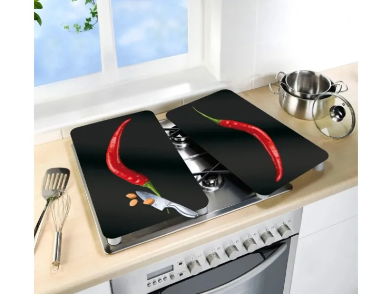 Outlet Herdabdeckplatten Universal Hot Peperoni 2er-Set Mehrfarbig Herdabdeckungen|Herde