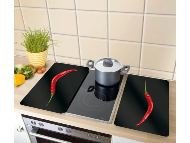 Outlet Herdabdeckplatten Universal Hot Peperoni 2er-Set Mehrfarbig Herdabdeckungen|Herde