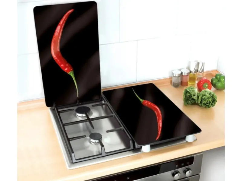 Outlet Herdabdeckplatten Universal Hot Peperoni 2er-Set Mehrfarbig Herdabdeckungen|Herde