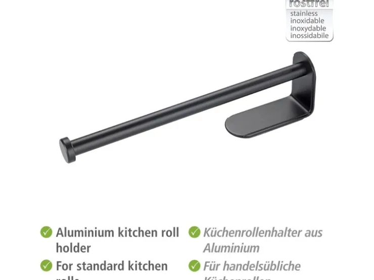 Clearance Wenko Küchenrollenhalter Nio Selbstklebend 27,5 cm x 4,5 cm x 7 cm Schwarz