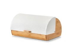 Zeller Küchenhelfer<Brotkasten Bambus/Metall 19 cm x 27 cm x 39 cm Weiß-Natur