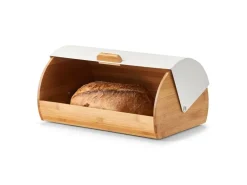 Zeller Küchenhelfer<Brotkasten Bambus/Metall 19 cm x 27 cm x 39 cm Weiß-Natur