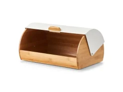 Zeller Küchenhelfer<Brotkasten Bambus/Metall 19 cm x 27 cm x 39 cm Weiß-Natur
