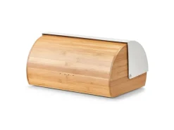 Zeller Küchenhelfer<Brotkasten Bambus/Metall 19 cm x 27 cm x 39 cm Weiß-Natur