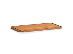 Zeller Küchenhelfer<Brotkasten Metall mit Bambusdeckel 30,5 cm x 18 cm x 12,5 cm Matt Weiß