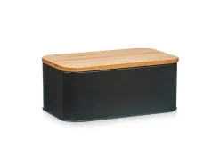 Clearance Zeller Brotkasten mit Bambusdeckel 30,5 cm x 18 cm x 12,5 cm Matt Schwarz