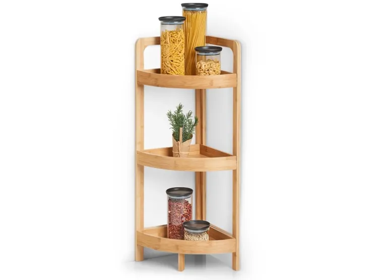 Clearance Zeller Eckregal Bambus 85 cm x 29 cm x 29 cm