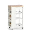 Clearance Zeller Küchenrollwagen Bambus/MDF/Metall 50 cm x 37 cm x 86,5 cm Weiß
