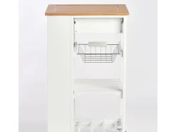 Clearance Zeller Küchenrollwagen Bambus/MDF/Metall 50 cm x 37 cm x 86,5 cm Weiß
