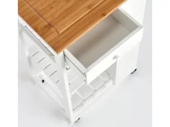 Clearance Zeller Küchenrollwagen Bambus/MDF/Metall 50 cm x 37 cm x 86,5 cm Weiß
