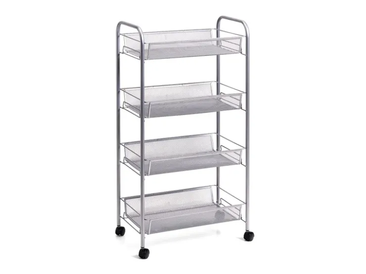 Zeller Servierwagen<Rollwagen Mesh 4-lagig 83,5 cm x 26 cm x 42,5 cm Silber