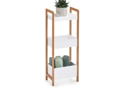 Zeller Küchenregale<Standregal mit 3 Ablagefächern Bambus/MDF 74 cm x 22 cm x 28 cm Weiß