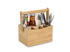 Clearance Utensilienhalter mit Tragegriff Bambus 23 cm x 14 cm x 21,5 cm Natur Küchen-Ordnungssysteme