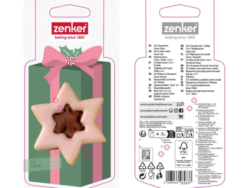 Clearance Zenker Ausstecher Linzer Stern 2 in 1 Silber Küchenhelfer
