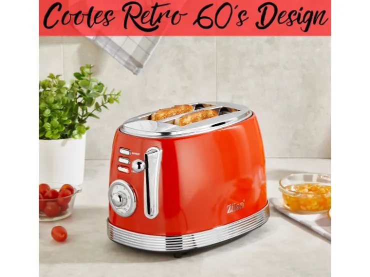 Outlet Zilan ZLN-7040 Retro 2 Scheiben Doppelschlitz Toaster 850 Watt