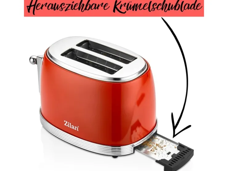 Outlet Zilan ZLN-7040 Retro 2 Scheiben Doppelschlitz Toaster 850 Watt