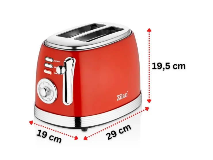 Outlet Zilan ZLN-7040 Retro 2 Scheiben Doppelschlitz Toaster 850 Watt