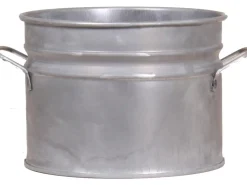 Töpfe<Zink-Übertopf mit Griffen Ø 16 cm x 13 cm Silber