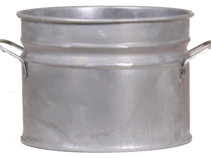 Töpfe<Zink-Übertopf mit Griffen Ø 16 cm x 13 cm Silber
