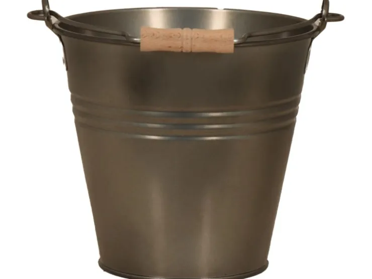 Töpfe<Zink-Eimer Blacklook mit Henkel/Holzgriff 7,2 L 31 cm x 29 cm x27 cm